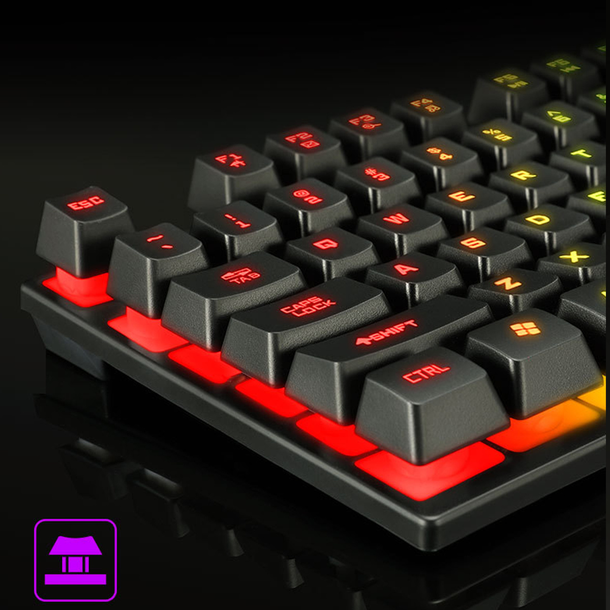 ZESTAW GAMINGOWY  PODŚWIETLANA KLAWIATURA  MYSZ RGB USB SZYBKOŚĆ I KONTROLA