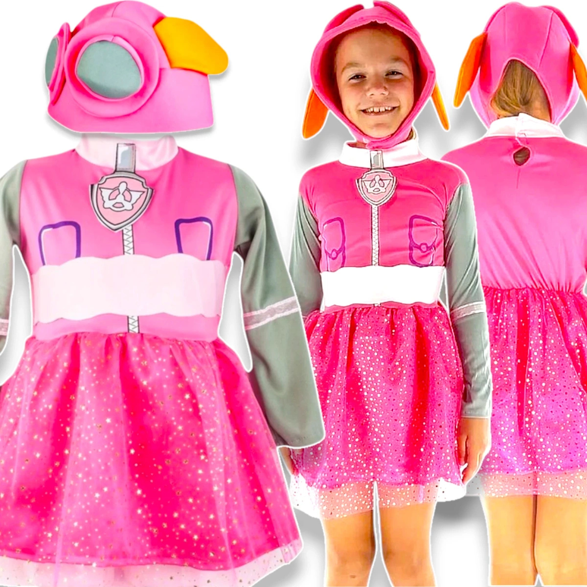 PSI PATROL STRÓJ SKYE KOSTIUM DLA DZIEWCZYNKI NA IMPREZĘ SUKIENKA 110-116