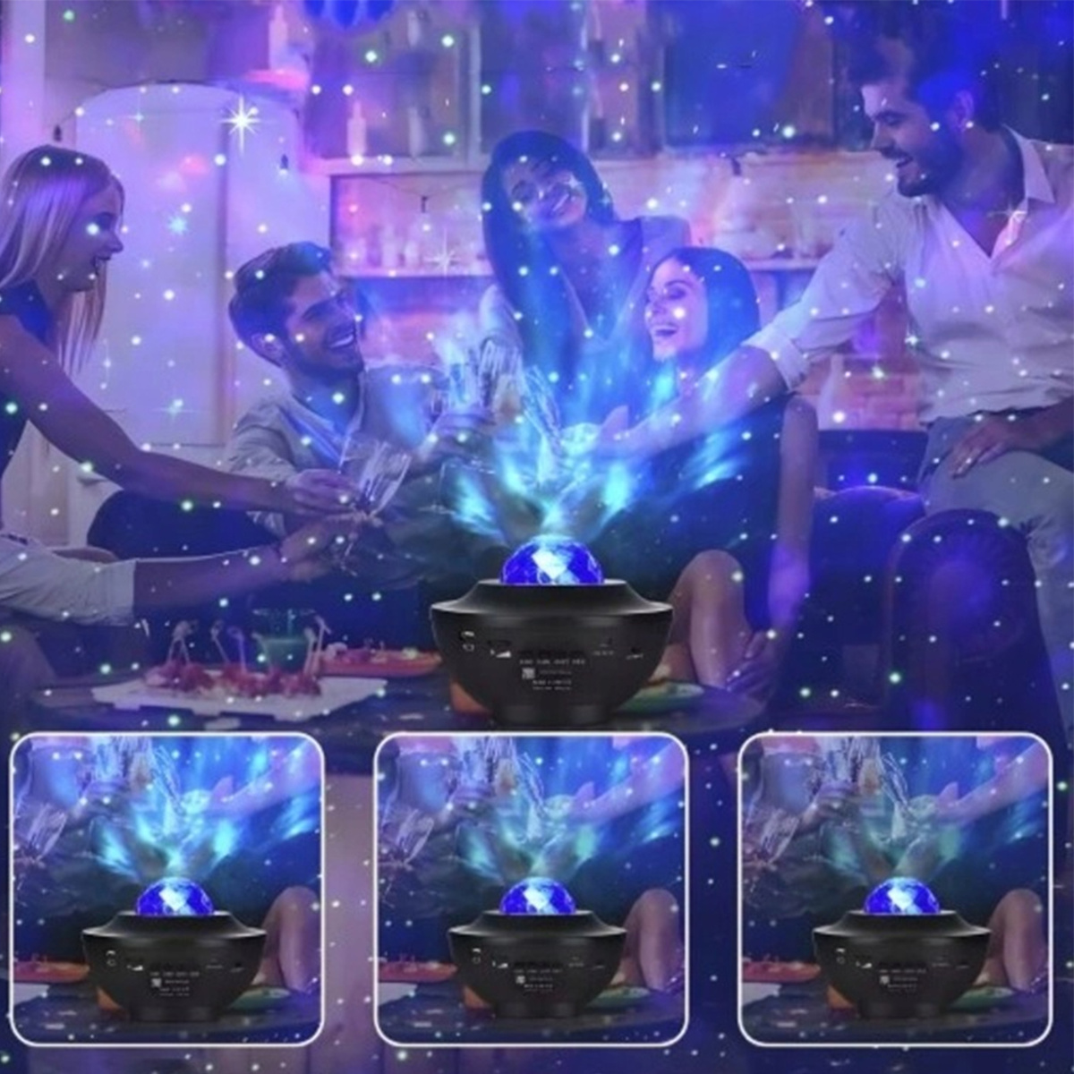 PROJEKTOR GWIAZD ZORZA POLARNA LAMPKA NOCNA DLA DZIECI USB BLUETOOTH PILOT