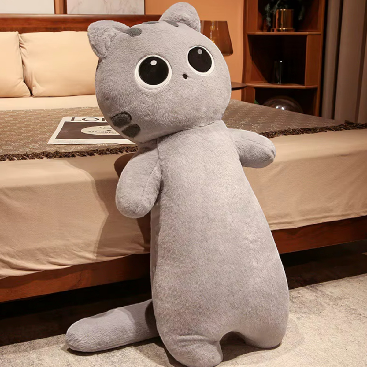 PLUSZOWA MASKTOKA KOT DŁUGA PODUSZKA KOT Z WIELKIMI OCZAMI PLUSZAK 70cm 