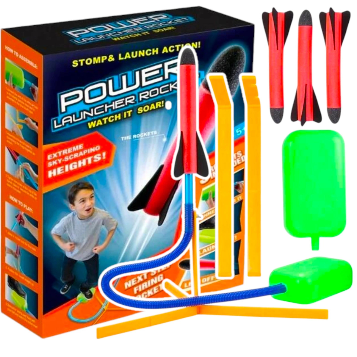 WYRZUTNIA RAKIET PIANKOWYCH POWER ROCKET LAUNCHER 3 RAKIETY PIANKOWE EVA