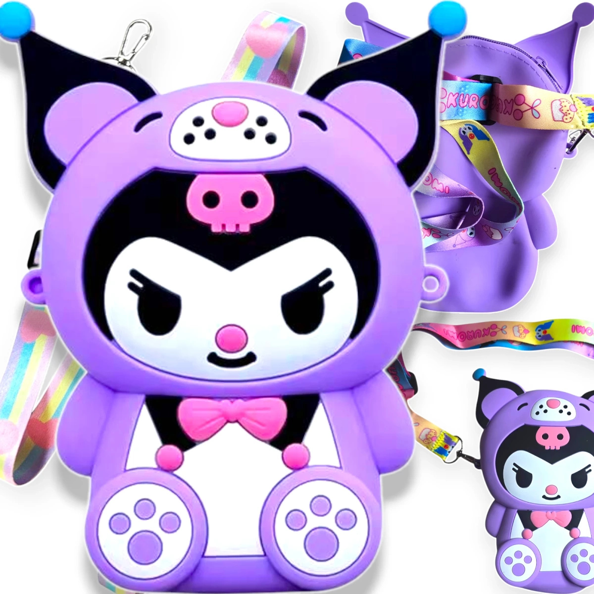 UROCZA TOREBKA DLA DZIEWCZYNKI KUROMI SILIKONOWA POJEMNA PORTFELIK KAWAII