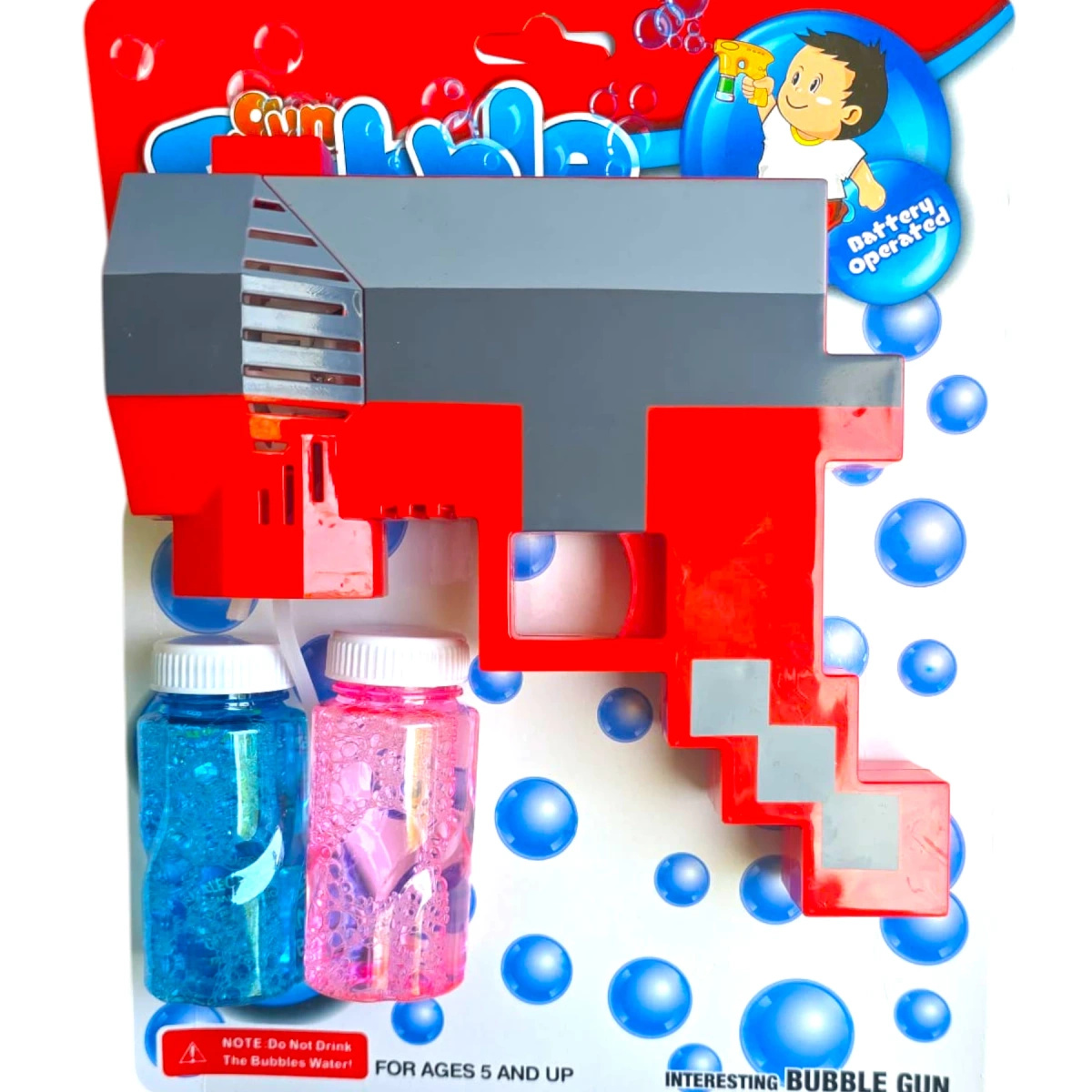 MINECRAFT PISTOLET DO BANIEK MYDLANYCH BAŃKI MYDLANE WYRZUTNIA + PŁYN PIXEL