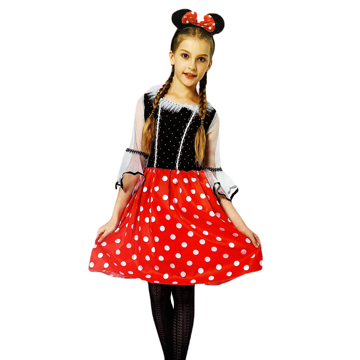 STRÓJ DLA DZIEWCZUNKI MYSZKA MINNIE USZY OPASKA SUKIENKA NA BAL 98-112