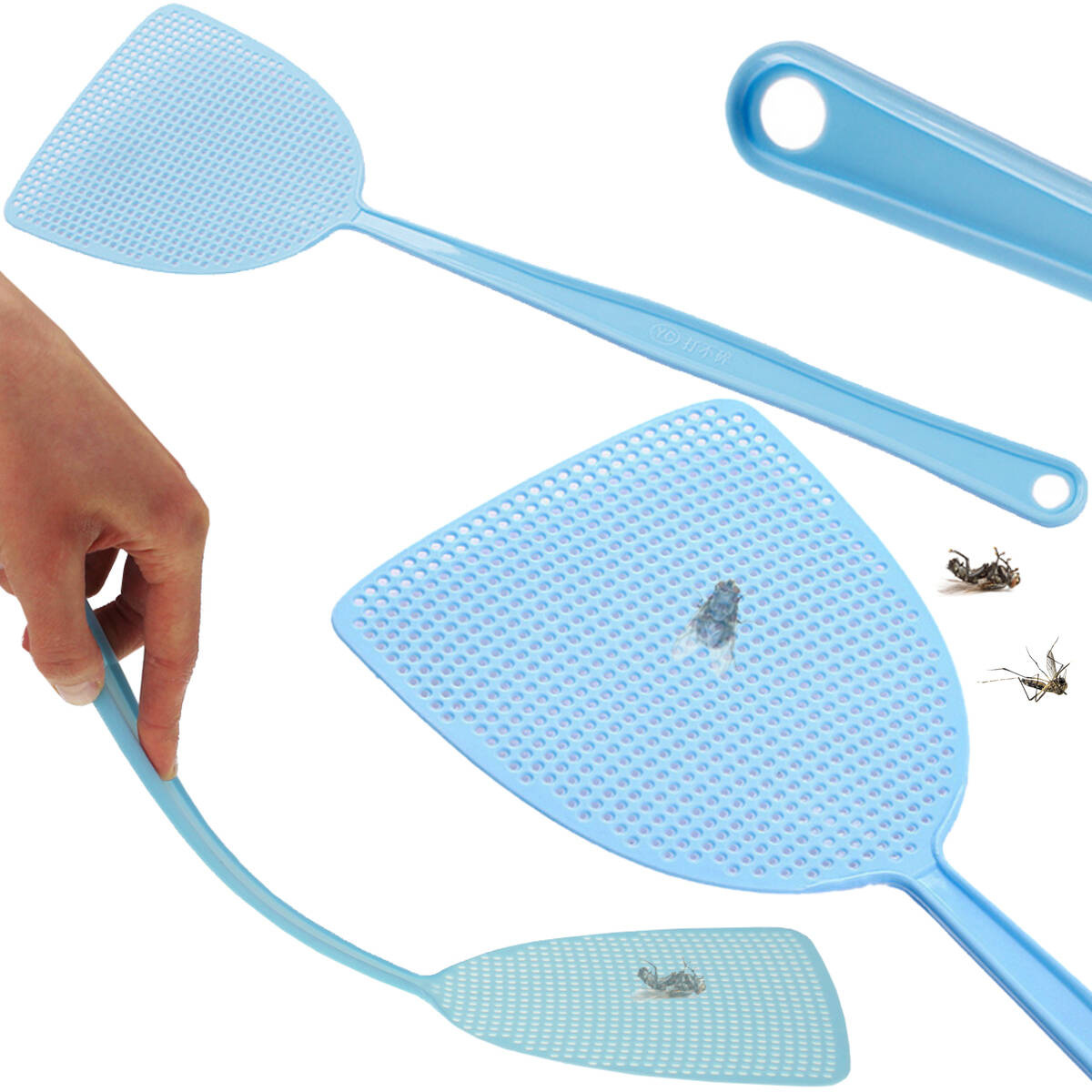 ŁAPKA PACKA NA KOMARY MUSZKI PLASTIKOWA ELASTYCZNA MUCHOBIJKA NA OWADY 42cm