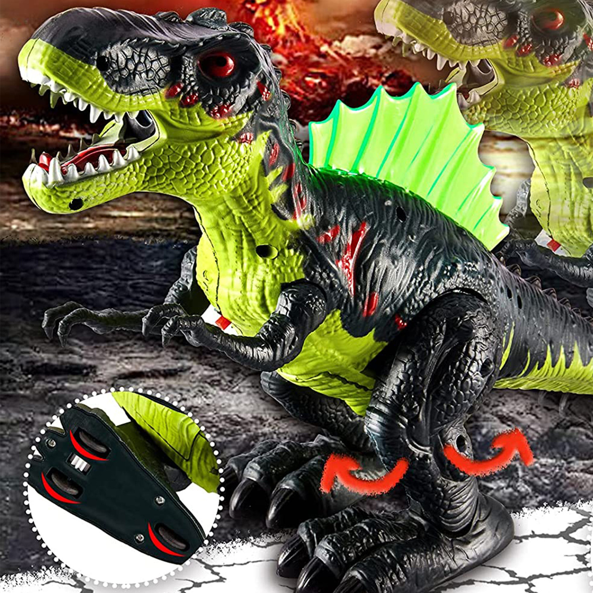 DINOZAUR T-REX ŚWIECI RYCZY CHODZI ZIEJE PARĄ XXL FIGURKA INTERAKTYWNA