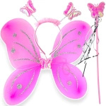 STRÓJ MOTYLKA DLA DZIEWCZYNKI SKRZYDEŁKA RÓŻDŻKA OPASKA MOTYLEK ZESTAW 3w1