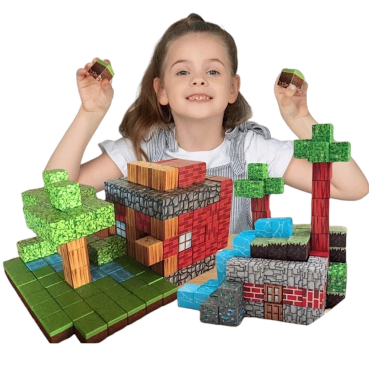 KLOCKI KONSTRUKCYJNE PIXEL KLOCKI MAGNETYCZNE 18 SZTUK SZEŚCIANY 2 LUDZIKI