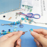 Zestaw do Robienia Bransoletek Koraliki Biżuterii Prezent Zawieszki Kuferek - NIEBIESKI