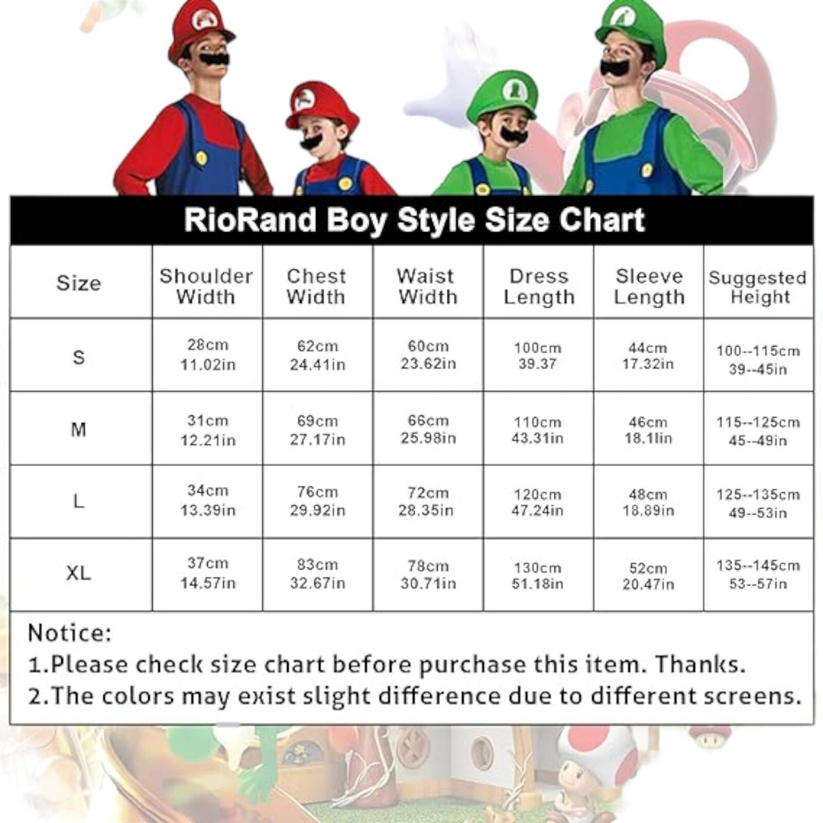 SUPER MARIO STRÓJ LUIGI PRZEBRANIE DLA CHŁOPCA NA BAL KOSTIUM CZAPKA WĄSY