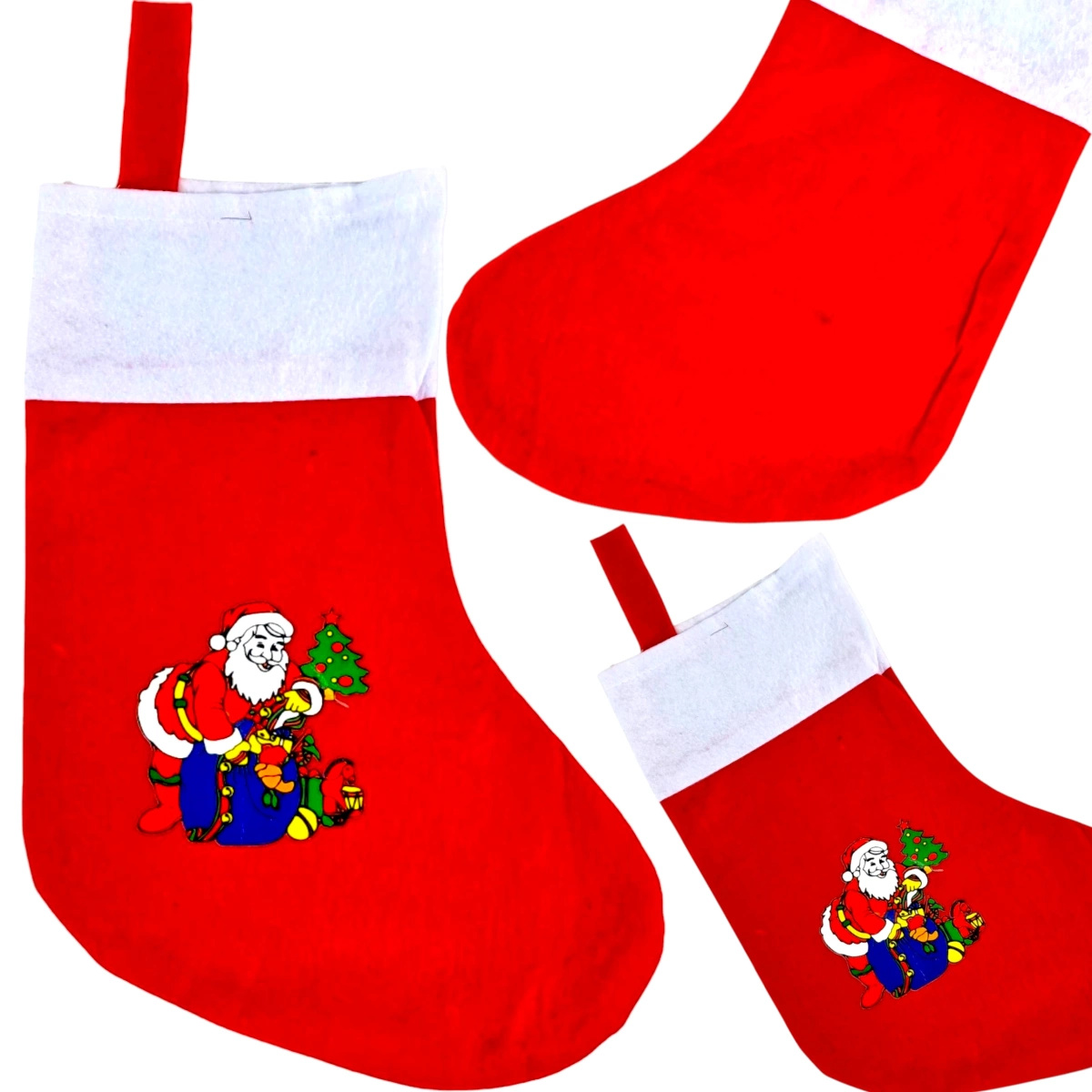 SKARPETA ŚWIĄTECZNA DEKORACYJNA NA PREZENTY NA KOMINEK MIKOŁAJKI