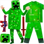 MINECRAFT Strój dla chłopca CREEPER / kostium na bal rozmiar M 120-130 cm + miecz + karabin
