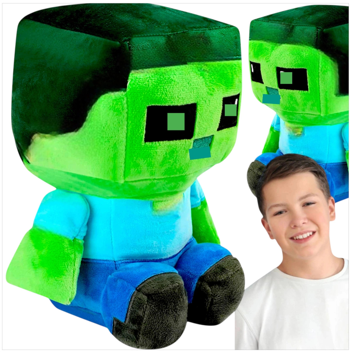 MINECRAFT BABY ZOMBIE PLUSZOWA MASKOTKA Z GRY PLUSZAK DUŻA PRZYTUALNKA 