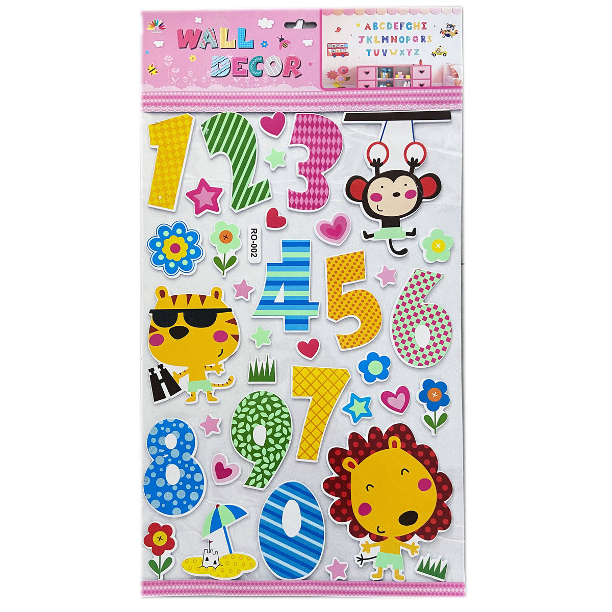 NAKLEJKI 3D NA ŚCIANĘ DLA DZIECI CYFERKI ZWIERZĘTA OZDOBA POKOJU NA ŚCIANĘ