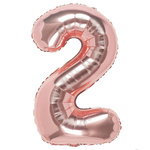 BALON FOLIOWY CYFRA 2 RÓŻOWE ZŁOTO NA URODZINY IMPREZĘ JUBILEUSZ 100cm