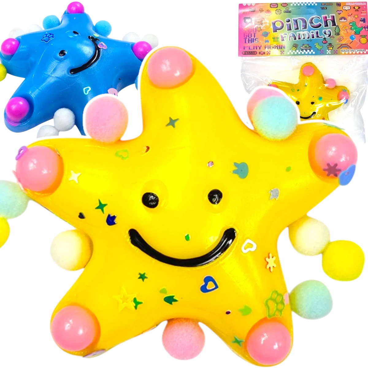 GNIOTEK ANTYSTRESOWY SENSORYCZNY GWIAZDKA Z POSYPKĄ SQUISHY GWIAZDA MOCHI