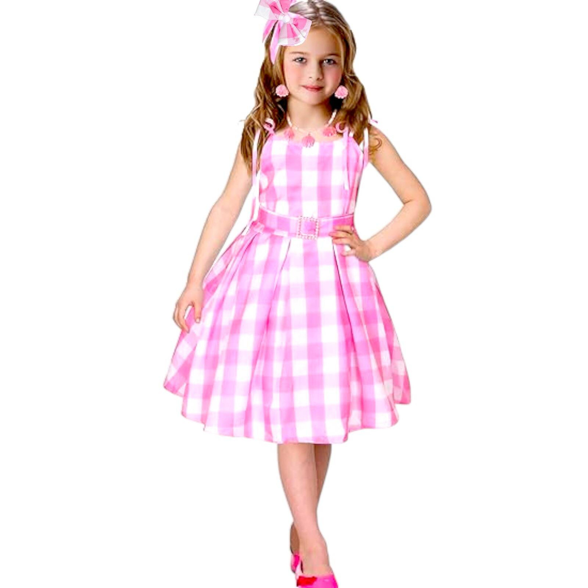 KOSTIUM BARBIE DLA DZIEWCZYNKI STRÓJ SUKIENKA KOKARDKA L 130-140 KARNAWAŁ