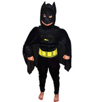 STRÓJ DLA CHŁOPCA PRZEBRANIE BATMAN PELERYNA GRUBY Z MIĘŚNIAMI roz 122-128