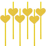 SŁOMKI PAPIEROWE SERDUSZKA 6SZT ZŁOTE SERCA IDEALNE NA ŚLUB EKOLOGICZNE