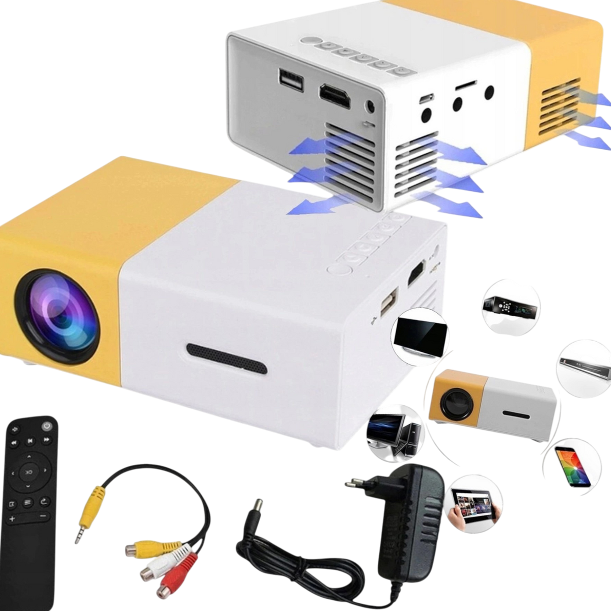 PRZENOŚNY MINI RZUTNIK PROJEKTOR LED FULL HD PRO KINO W DOMU FILMY BAJKI