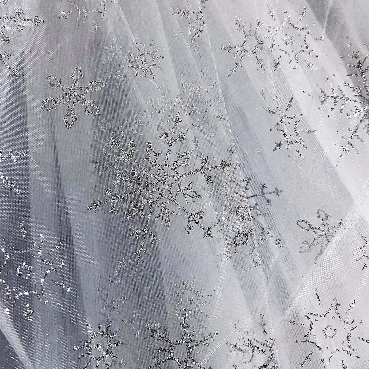 Tiulowa Spódniczka Biała z płatkami śniegu 30cm