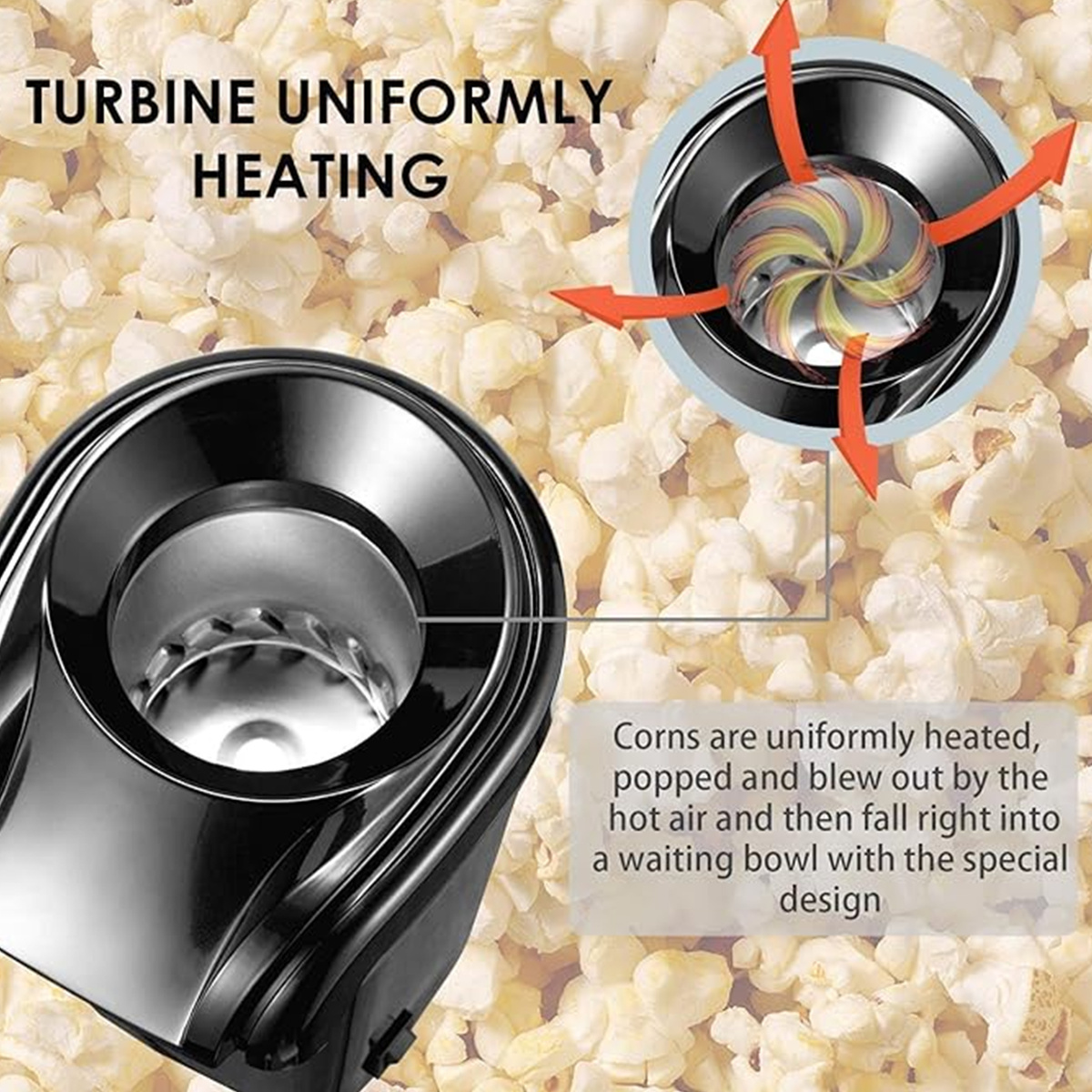 MASZYNA DO POPCORNU BEZTŁUSZCZOWA 1200W DO DOMU AUTOMAT URZĄDZENIE 230V
