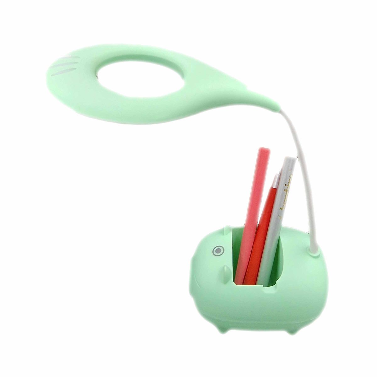 LAMPKA BIURKOWA ŚWINKA Z POJEMNIKIEM LED  PODSTAWKA NA TELEFONU DLA DZIECI