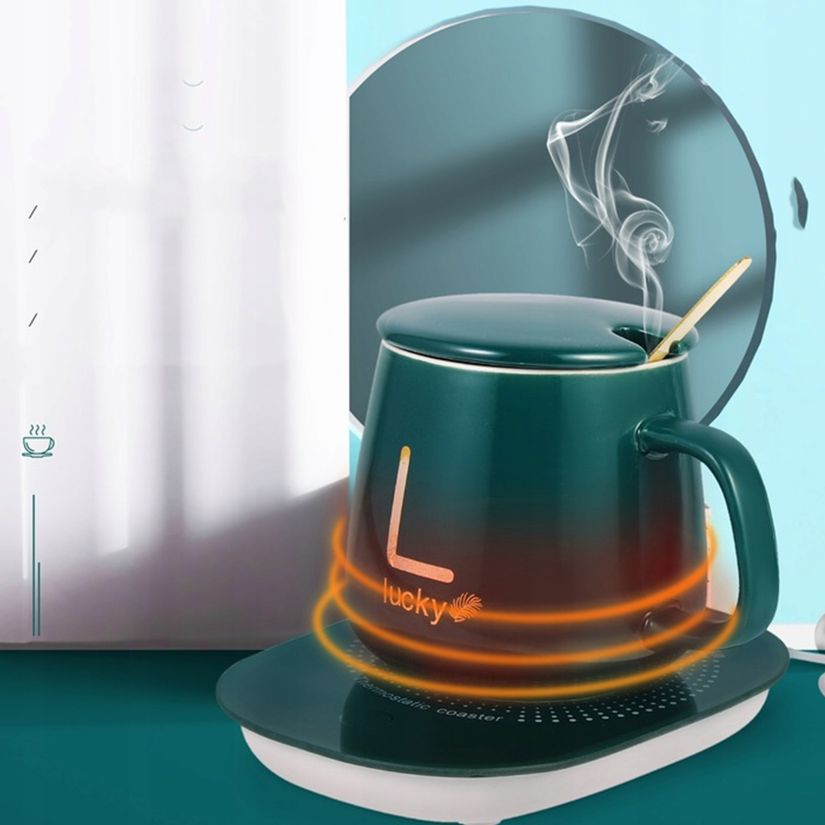 PODGRZEWACZ DO KUBKA KAWY HERBATY ZESTAW 5w1 Kubek z Podgrzewaczem