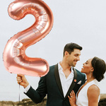 BALON FOLIOWY CYFRA 2 DWA ROSE GOLD URODZINOWY NA URODZINY JUBILEUSZ 40cm