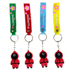 BRELOCZEK DO KLUCZY Z FILMU SQUID GAME STRAŻNIK TRÓJKĄT WISIOREK GUMOWY 