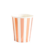 KUBECZKI JEDNORAZOWE EKOLOGICZNE KUBKI ROSE GOLD RÓŻOWE W PASKI ZESTAW 6szt