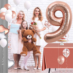BALON FOLIOWY CYFRA 9 ROSE GOLD URODZINOWY NA URODZINY JUBILEUSZ 40cm