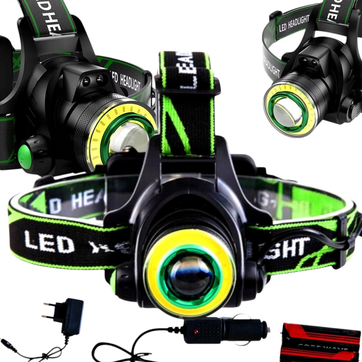 LATARKA CZOŁOWA LED MOCNA  AKUMULATORY REFLEKTOR COB CZOŁÓWKA NA PREZENT