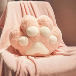 DUŻA MIĘKKA PLUSZOWA PODUSZKA KOCIA ŁAPKA Z KOCEM 3w1 OGRZEWACZ DO RĄK 40CM