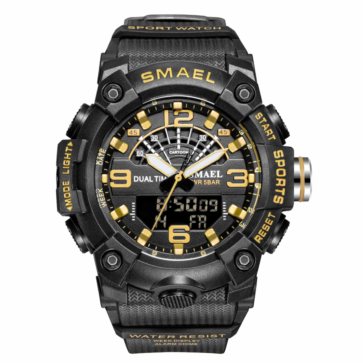 MODNY MĘSKI SPORTOWY ZEGAREK SMAEL STOPER BUDZIK MOCNY WODOODPORNY KOLORY