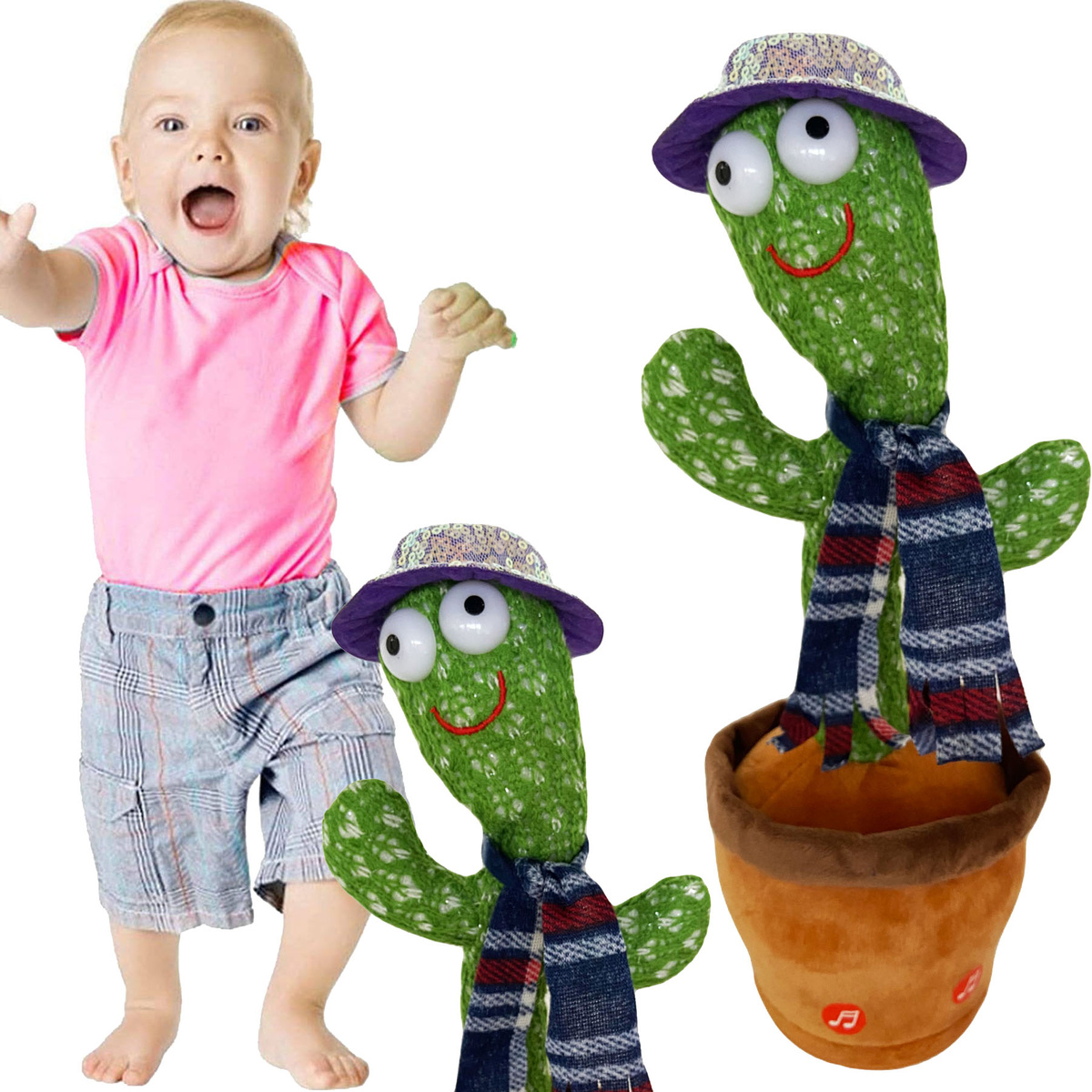 KAKTUS ŚPIEWAJĄCY TAŃCZĄCY POWTARZA MÓWI TAŃCZY POWTARZA ŚWIECI PIOSENKI