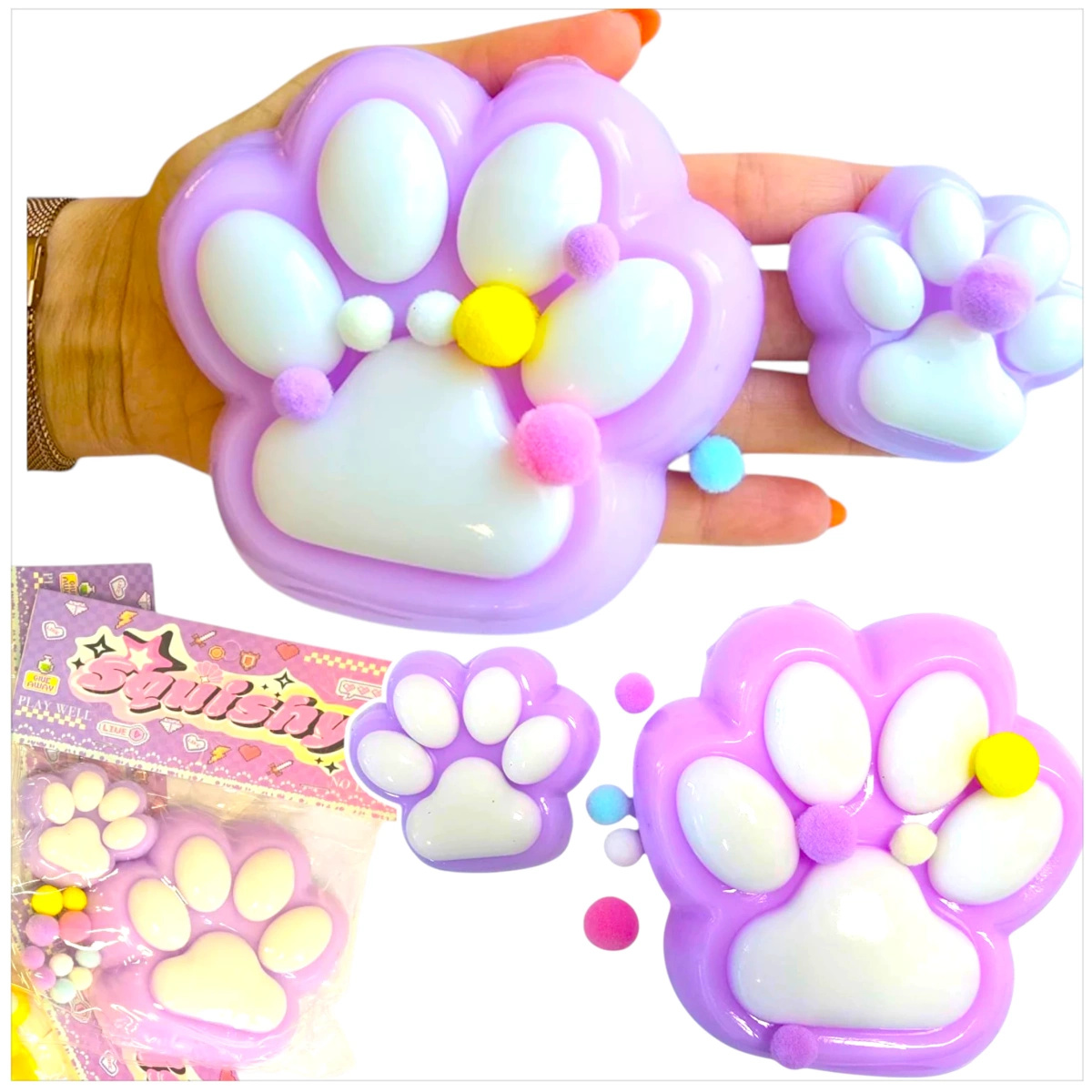 ZESTAW GNIOTKÓW ANTYSTRESOWYCH GNIOTEK ANTYSTRESOWY MEGA DUŻY XXL 2w1 ŁAPKA