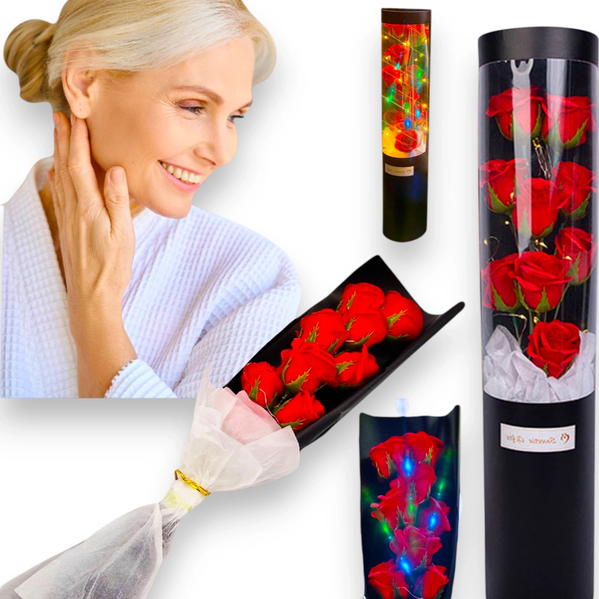 RÓŻA WIECZNA LED ŚWIECĄCA DŁUGA PREZENT NA KAŻDĄ OKAZJĘ