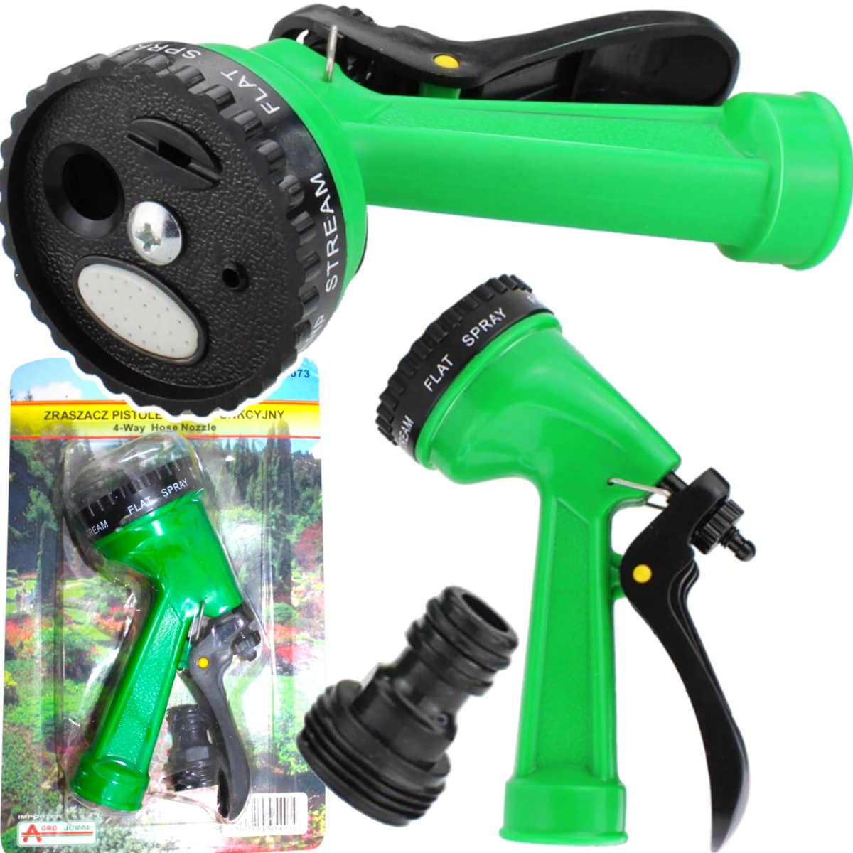 ZRASZACZ OGRODOWY PISTOLET DO PODLEWANIA 4 TRYBY DO WĘŻA OGRODOWEGO NA WĄŻ