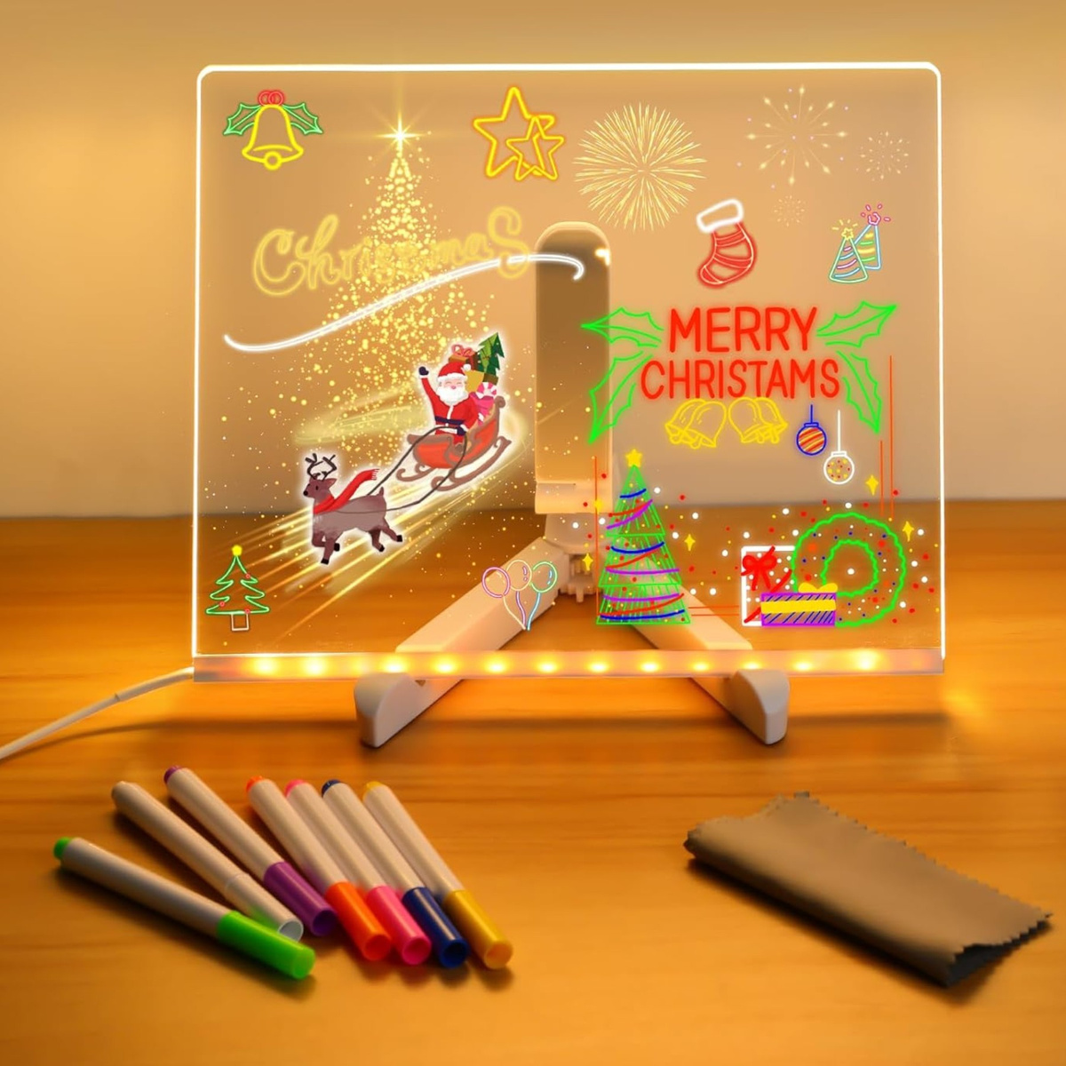 PODŚWIETLANA TABLICA DO RYSOWANIA - ŚWIECĄCA LED + MARKERY