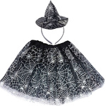 STRÓJ WIEDŻMA KOSTIUM ZESTAW 2W1 SPÓDNICZKA OPASKA HALLOWEEN