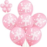 ZESTAW BALONÓW NA CHRZCINY BALONY NA CHRZEST ŚWIĘTY DLA DZIEWCZYNKI RÓŻOWE