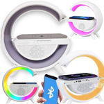 Nowoczesna Lampka Led RGB Z Ładowarką Indukcyjną 15W Głośnik Bluetooth