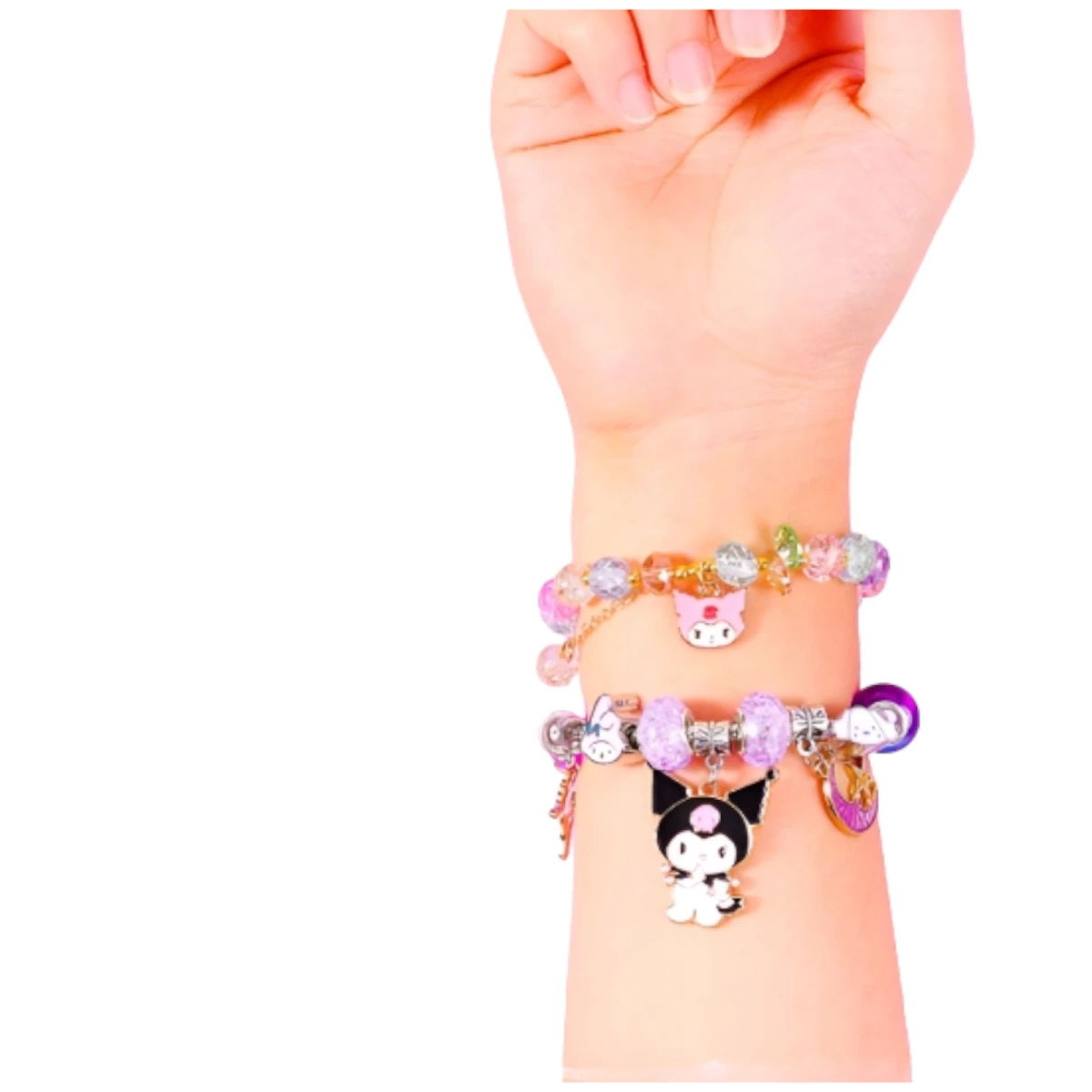 ZESTAW DO ROBIENIA BRANSOLETEK BIŻUTERII DLA DZIECI KUROMI FIOLET KUFEREK