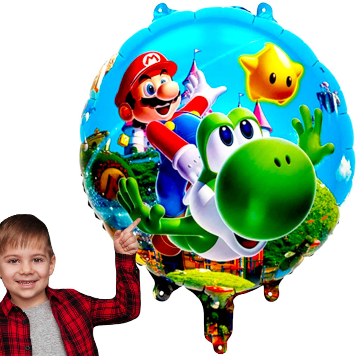 BALON FOLIOWY SUPER MARIO BROS 45CM NA URODZINY DZIECKA MARIO I SMOK