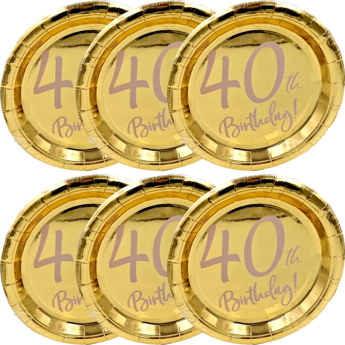 6x TALERZYKI PAPIEROWE ZŁOTE 40 URODZINY ZESTAW EKOLOGICZNE