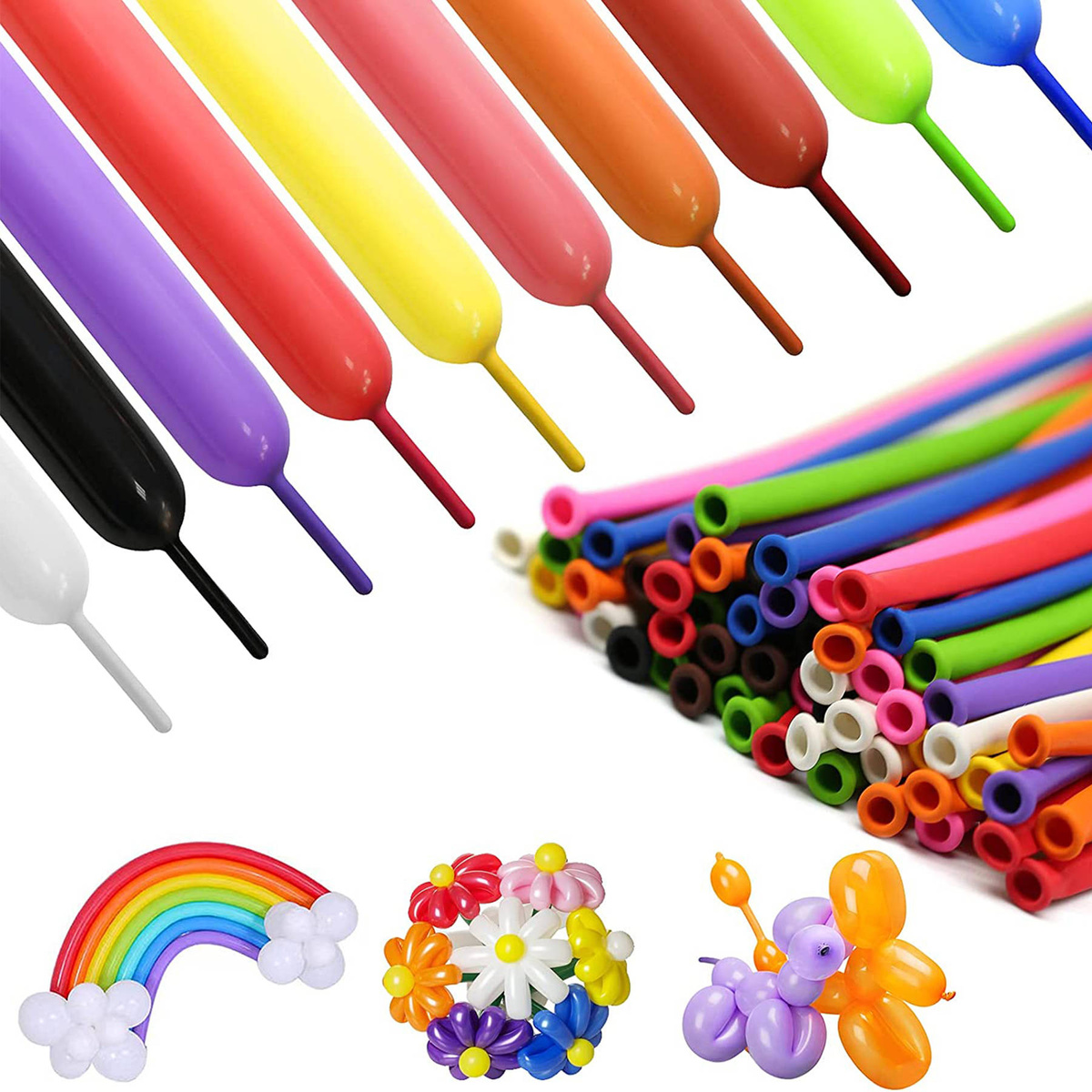 BALONY DO MODELOWANIA SKRĘCANIA DŁUGIE RURKI KOLOROWE FESTYN 100 SZTUK