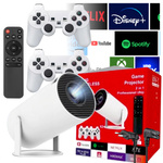 PROJEKTOR LED RZUTNIK + KONSOLA ANDROID PRZENOŚNY 2 PADY GRY PILOT WIFI USB