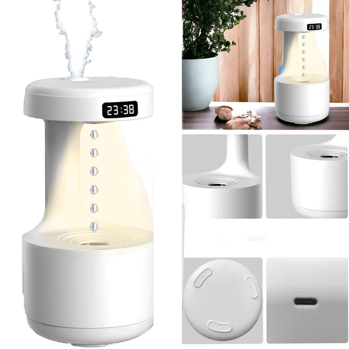 Nowoczesna Modna Lampka Antygrawitacyjna Wydajny Nawilżacz Zegarek 3w1 