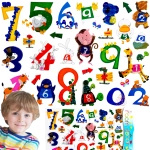 NAKLEJKI 3D NA ŚCIANĘ DLA DZIECI CYFERKI ZWIERZĘTA OZDOBA POKOJU NA ŚCIANĘ